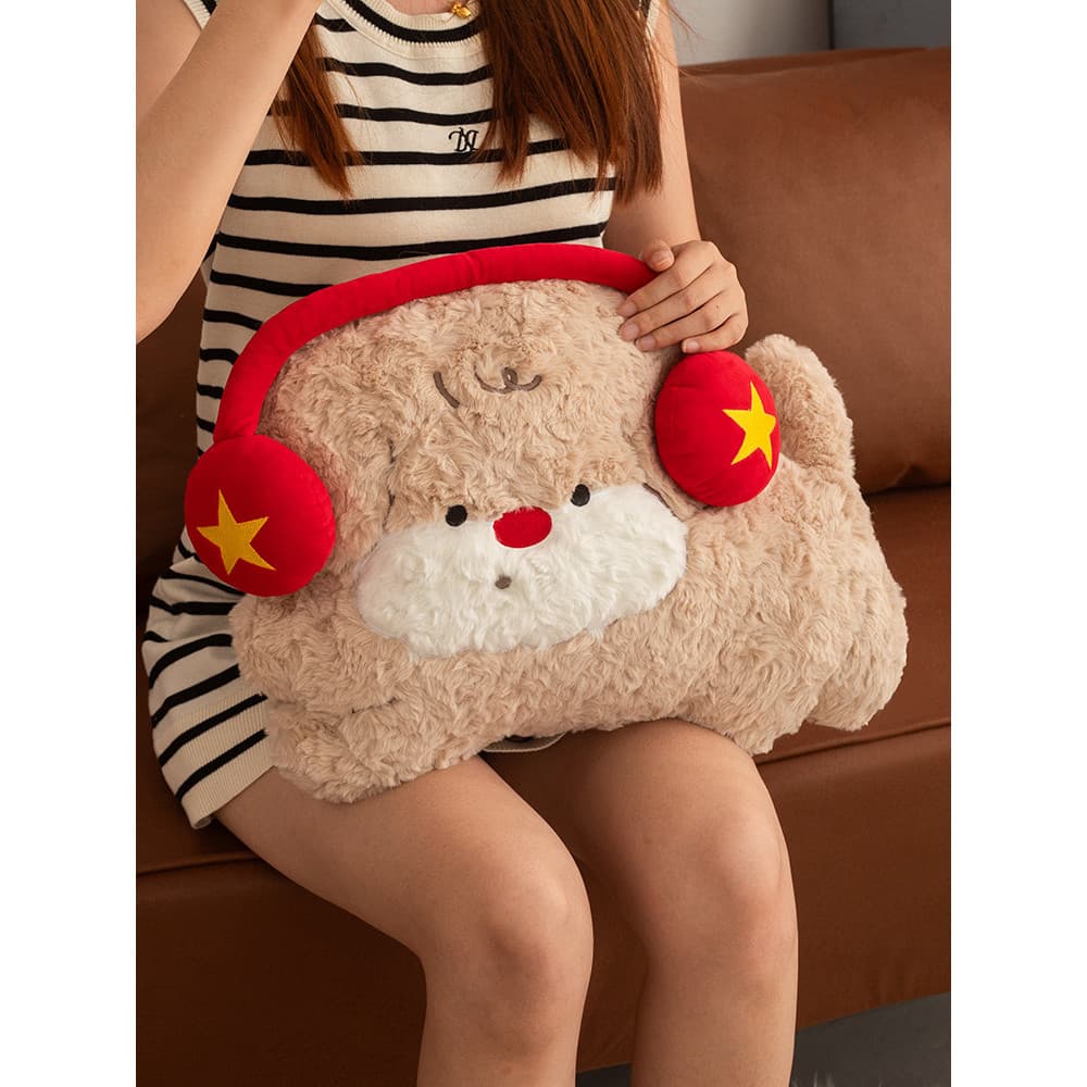 Scribble fone de ouvido cão boneca abraço boneca brinquedo de pelúcia bonito sofá travesseiro boneca presente aniversári