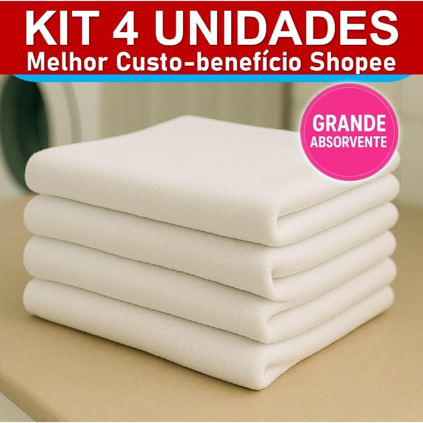 kit 4 Pano de Chão Branco Grande 58x38cm Alta Absorção Limpeza Pesada pano absorvente frete grátis pronta entrega