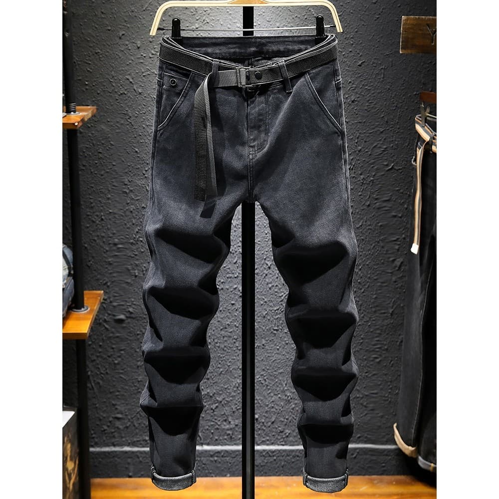 2026 novo estilo High-End Jeans masculino outono inverno estilo fino ajuste pés pequenos Casual inverno velo