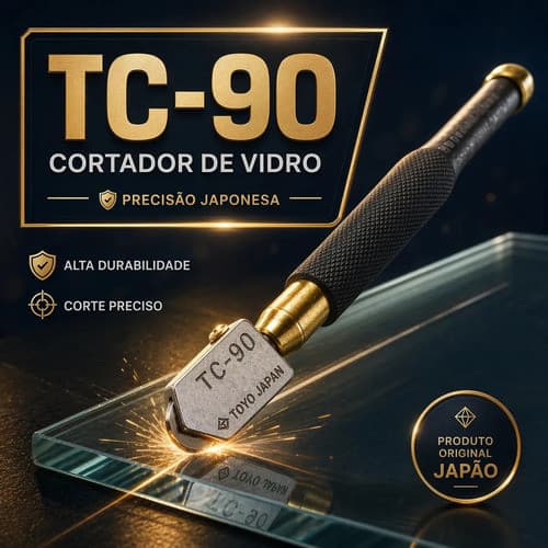 Cortador Vidro Tc 90 Toyo Japan Carbeto Tungstênio Alta Durabilidade Profissional Ferramenta Corte Vidro