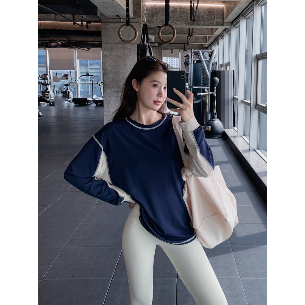 Mais fino olhar solto tamanho grande gordura mm feminino Fitness wear Yoga wear topo roupas de secagem rápida correndo c
