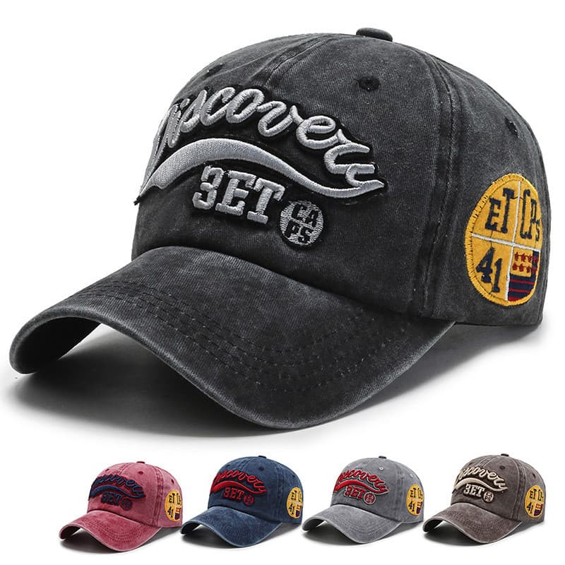 Chapéu de beisebol de Cowboy masculino na moda feminino versão coreana lavado angustiado carta bordada quebrada boné de