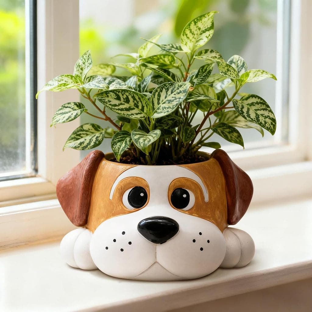 Vaso de Resina em Forma de Cão - Vasos de Plantas Divertidos para Decoração de Casa e Escritório, Vaso de Flores Bonito