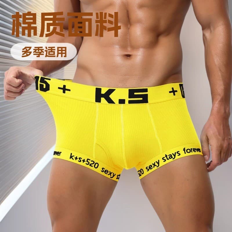 Cueca boxer masculina de algodão respirável cueca boxer