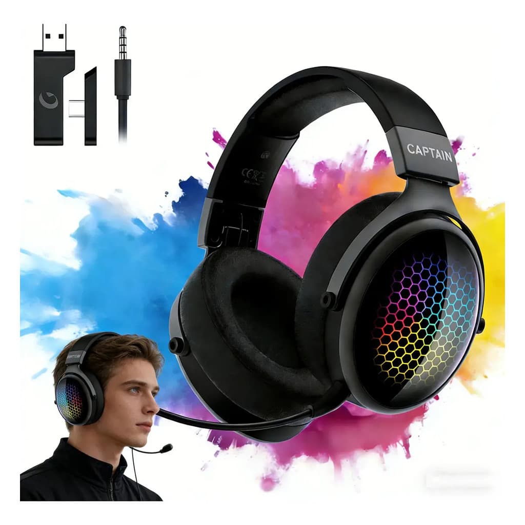 Headset Gamer Olafvi Spk05 Sem Fio Bluetooth 5.3 Para Ps5 E Pc, Com Microfone E Som Surround 7.1 Preto