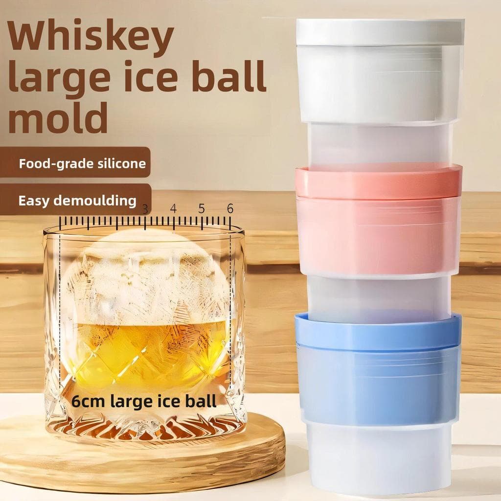 Molde grande de bola de gelo de qualidade alimentar, ferramenta útil para fazer gelo, uísque, tamanho grande, Silicone,