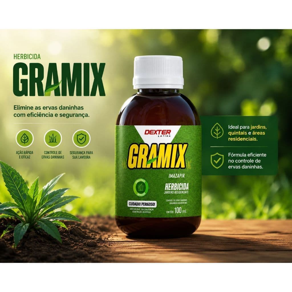 Gramix Herbicida Seletivo Eficaz Gramado Grama Jardim 100ml