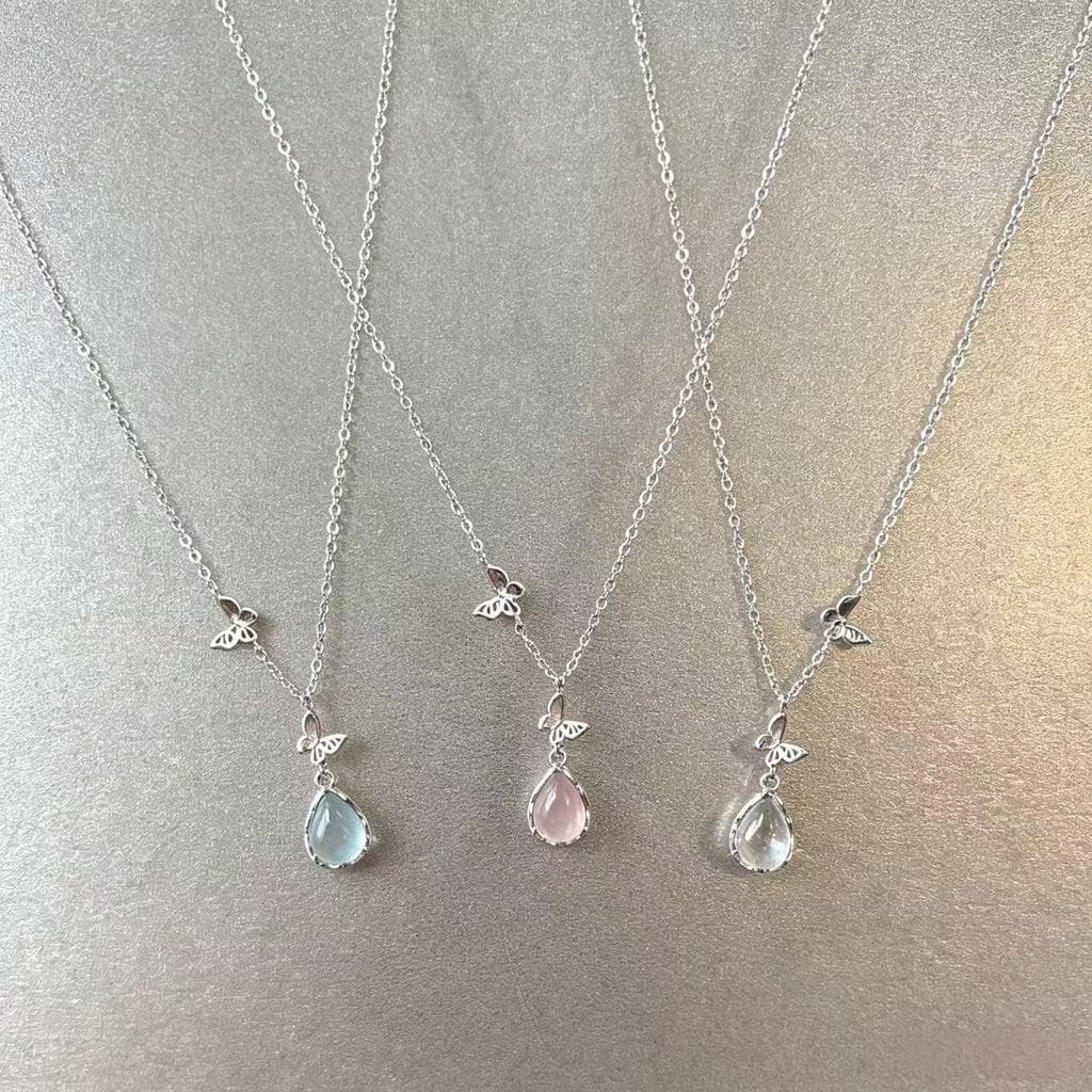Gelo permeável gota de água borboleta colar feminino temperamento luz luxo nicho Design namorada colar clavícula corrent