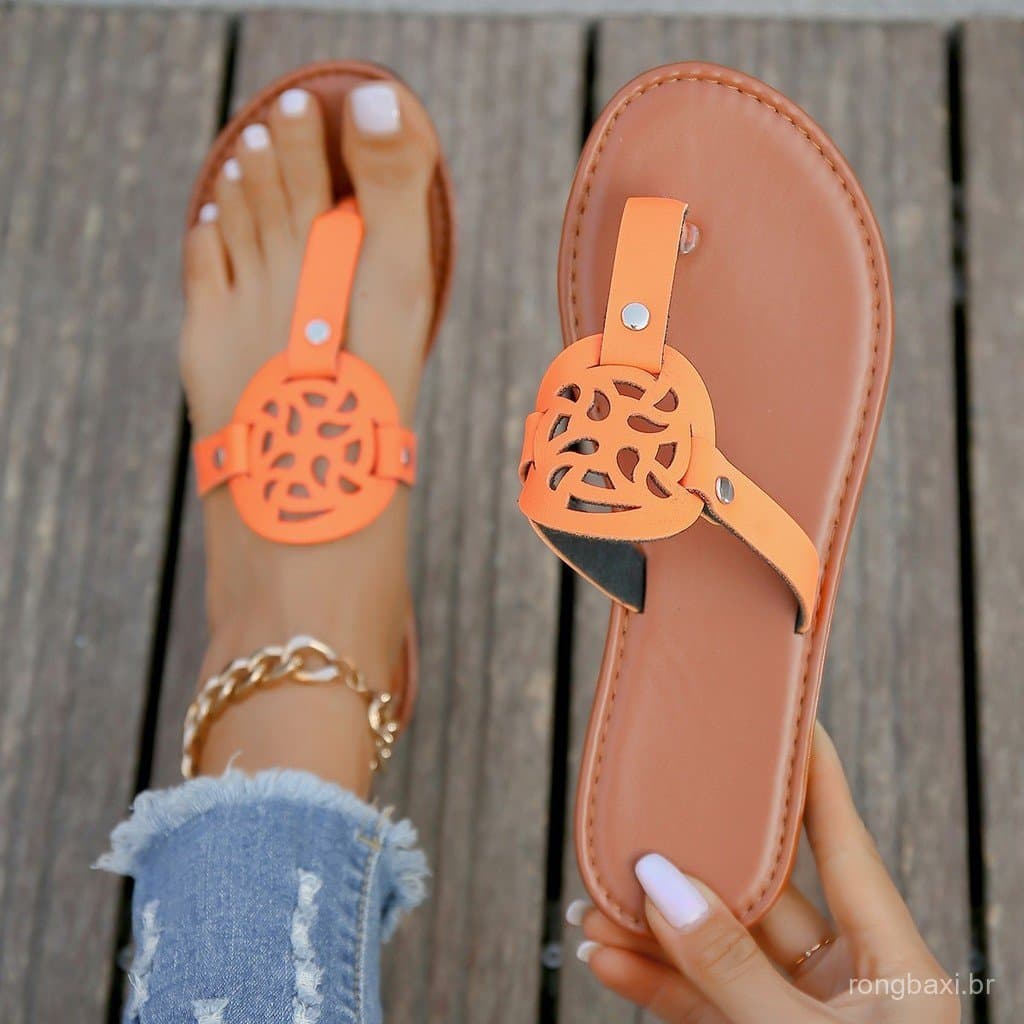 Comércio exterior transfronteiriço tamanho grande Flip-Toe sandálias planas chinelos femininos 2024 verão novo estilo mo