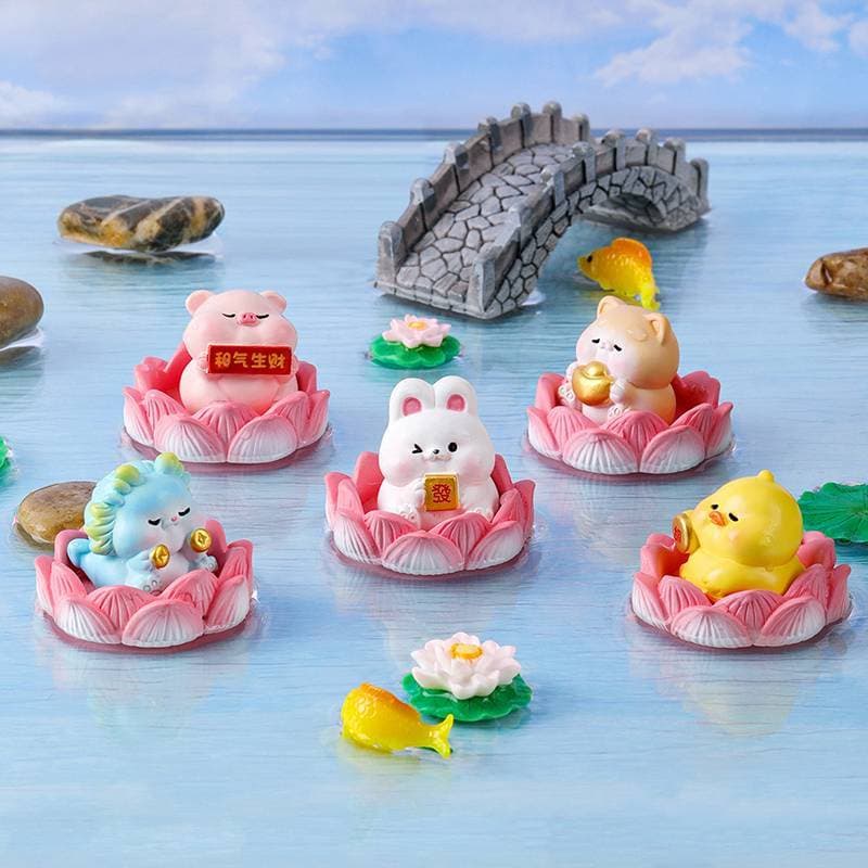< DesertW > Criativo Lótus Riqueza Animais Estatuetas Em Miniatura Dos Desenhos Animados Desktop Carro Micro Paisagem Ca