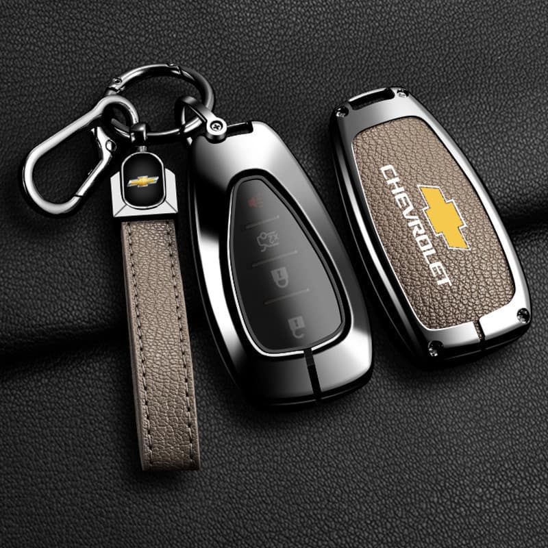 Capa Rígida de Liga Metálica Fosca + Couro para Chave de Carro Chevrolet Cruze Spark Sonic Camaro Volt Trax Malibu Onix