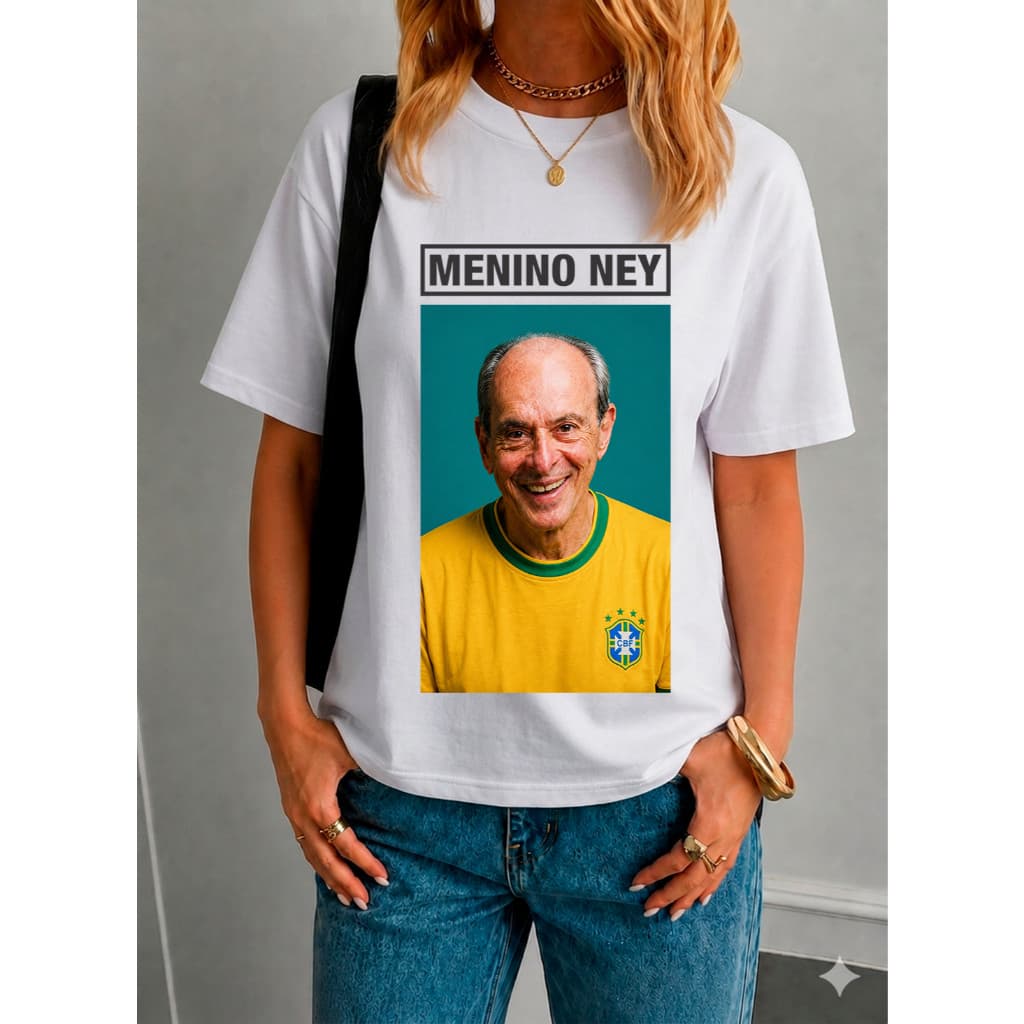 Camiseta Menino Ney Meme Engraçada Brasileiro Unissex Algodão Premium