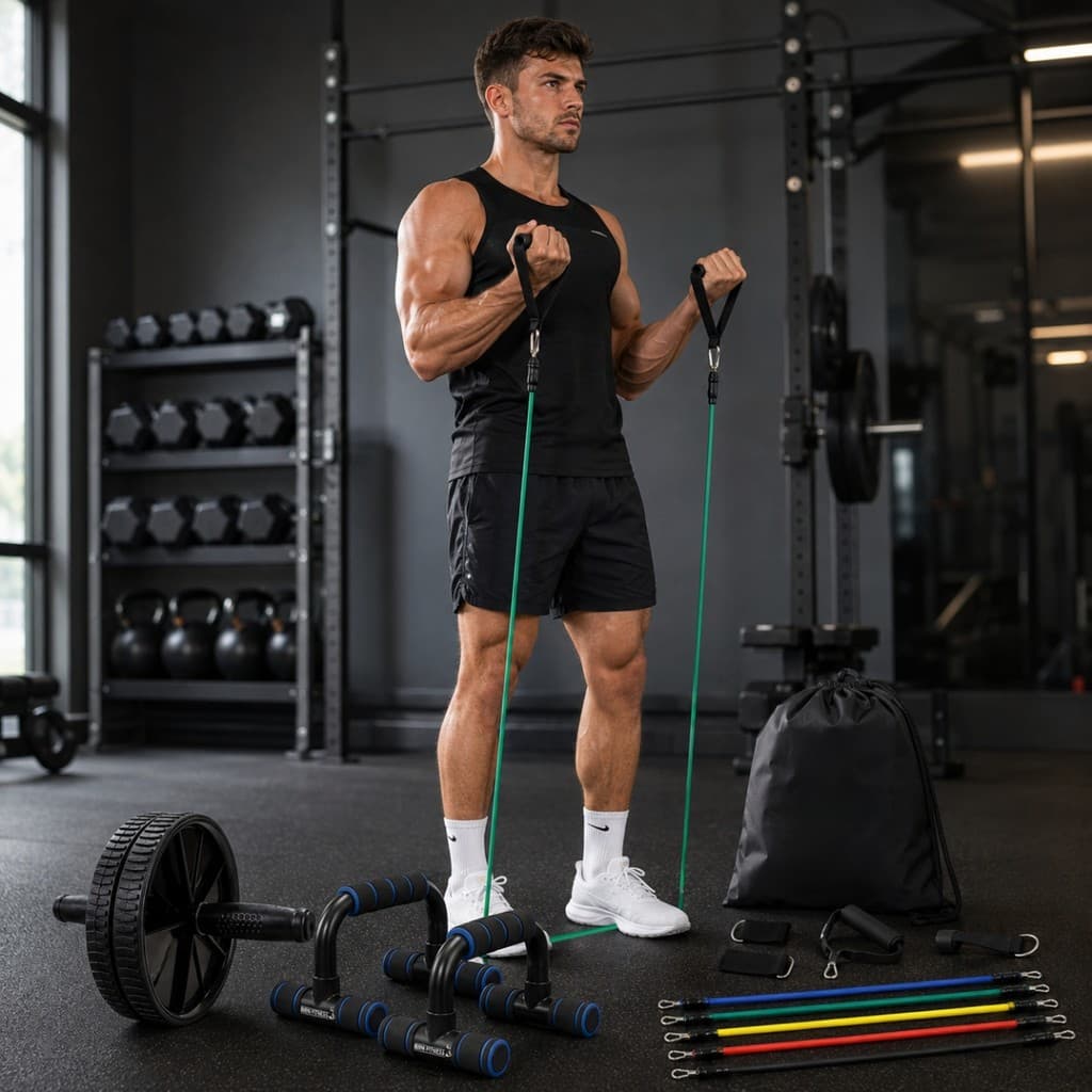 Kit Ginastica + 11Pcs Elastico Extensor Musculação Treino