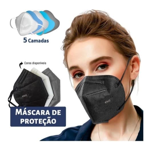 Kit 10 a 50 Mascaras KN95 PFF2 5 Camadas Protecao Respirador | Branco e Preto, Proteção e Conforto, Adulto e Infantil