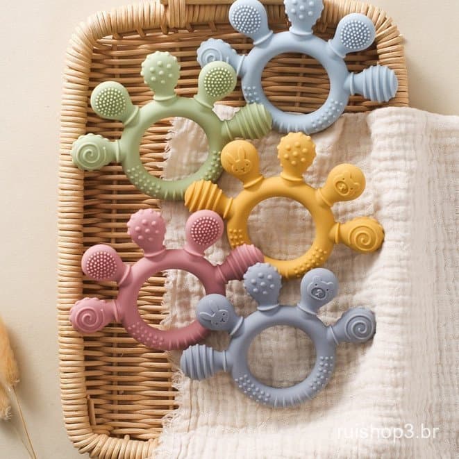 Brinquedos Molares Em Formato De Animal Para Bebês Sem BPA AWN9