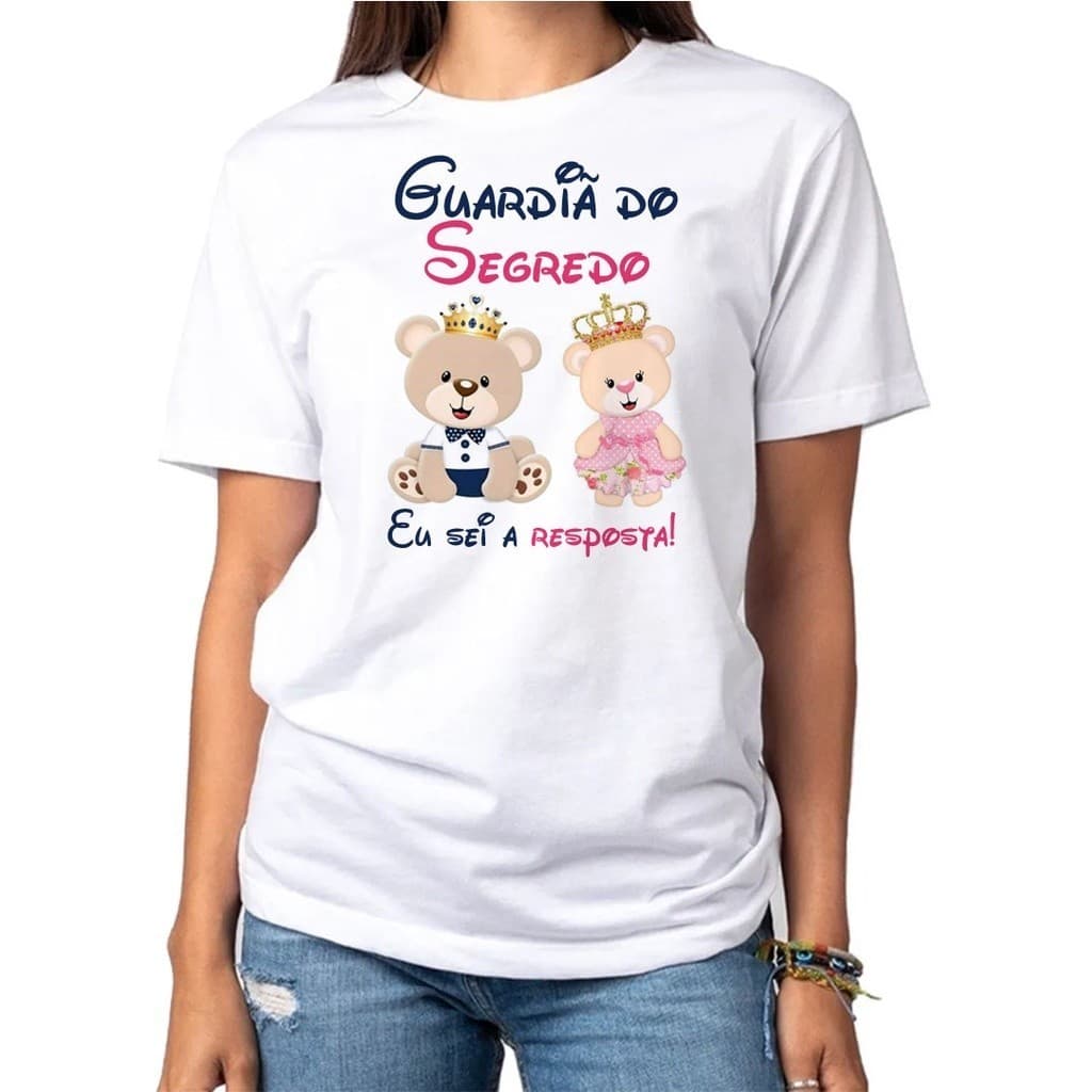 Camiseta Guardiã Do Segredo Chá Revelação Chá De Bebe Envio Imediato 100% Algodão