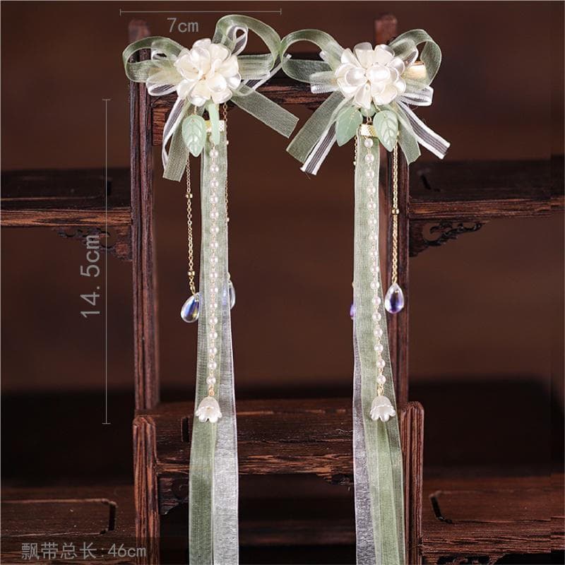 Hanfu cocar crianças longo Streamer par clipe de cabelo estilo chinês passo agitando borla menina Super fada traje tranç