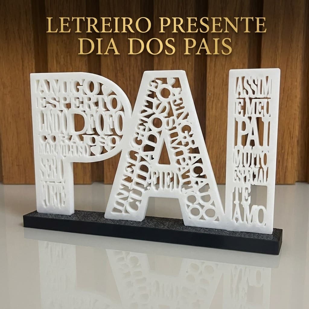 Letreiro Decorativo PAI Palavras de Amor Presente Emocionante Dia dos Pais Marido Lembrancinha Mesa Estante