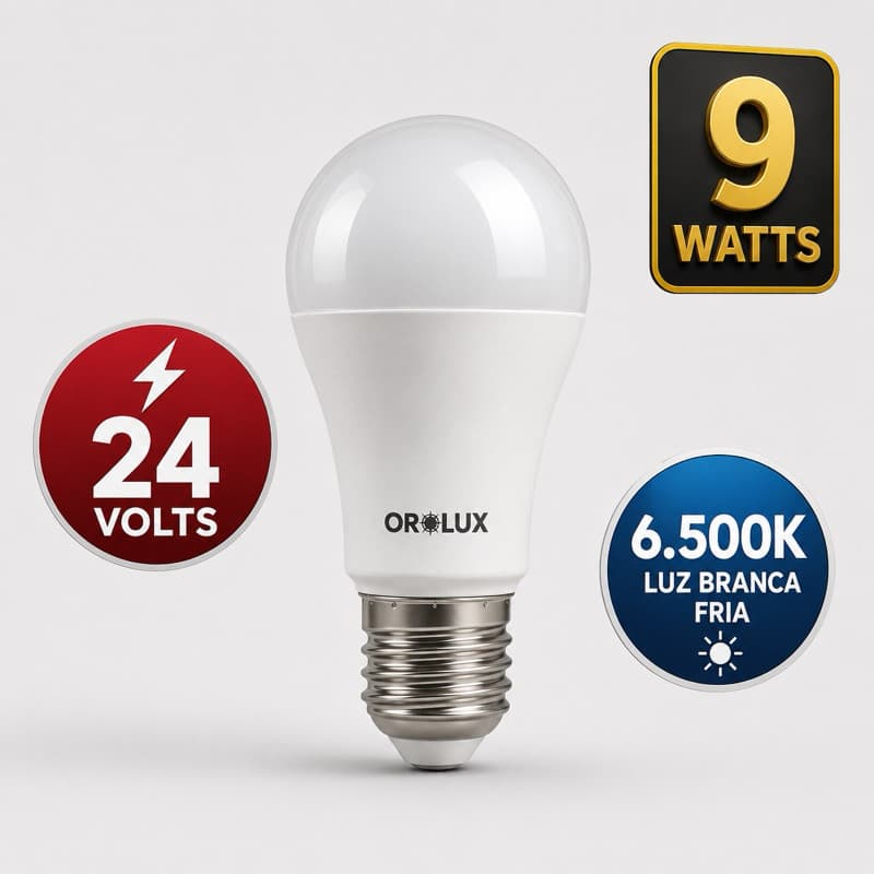 Kit 4 Lâmpadas Bulbo 24V 9W Superled Baixa Tensão E27 Branco Frio Ourolux Onibus Barco Bateria  24 VOLTS DC