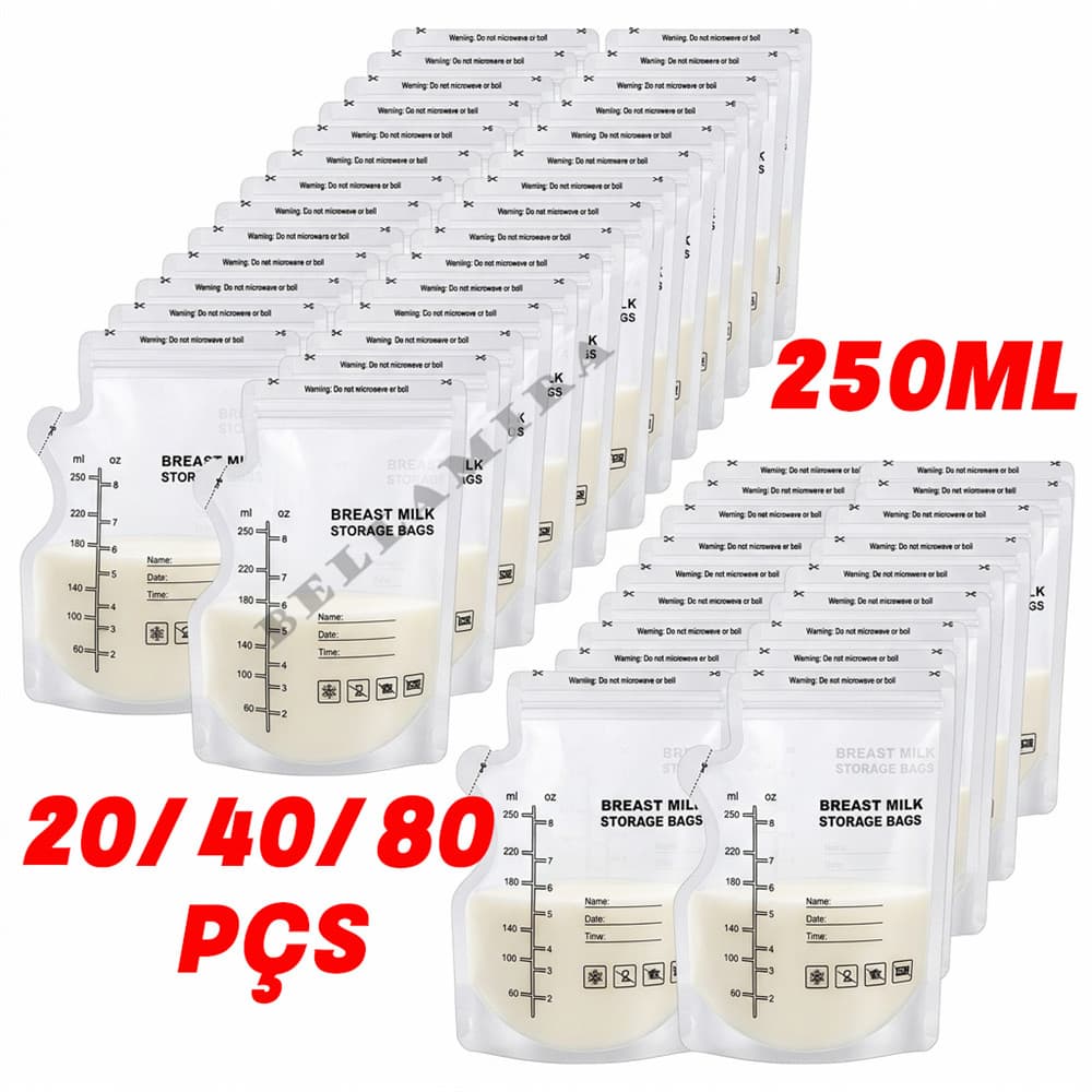 Kit 20/40/80 Pçs Un Saco Saquinhos Congelar Leite Maternidade Bebê