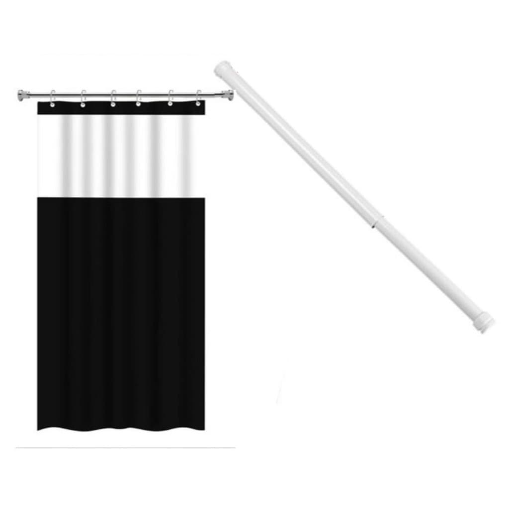 Kit Suporte Varão Banheiro 0,65 x 1,15 + Cortina Box Preta