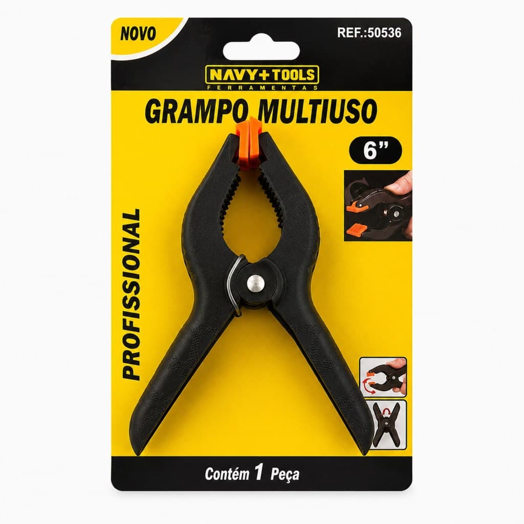 Grampo Multiuso Plástico Tipo Mola 6" Profissional para Marcenaria, Carpintaria e Artesanato