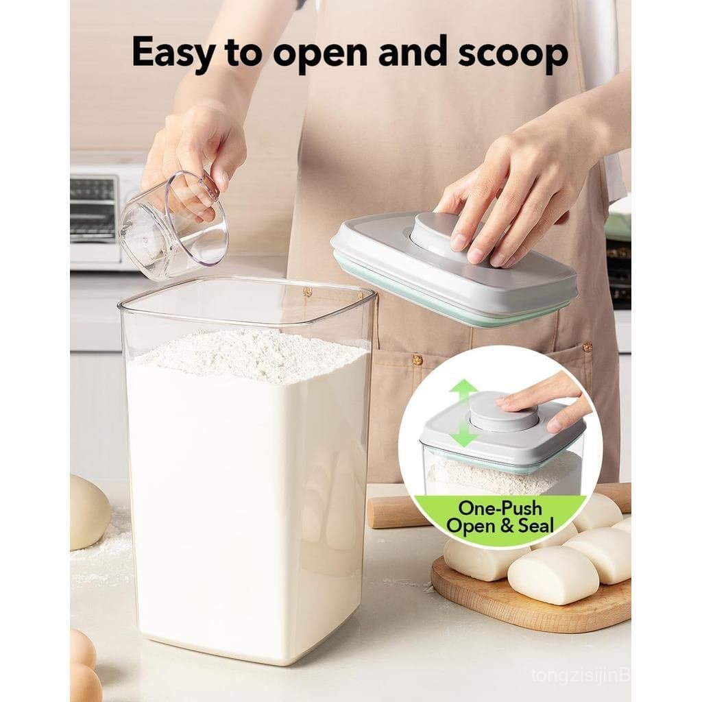 Caixa de Armazenamento de Alimentos Selada Ankou, com Tampa de Abertura Rápida e Colher de 130ml, 2 recipientes de 4L/4,