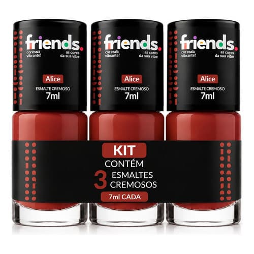 Kit 3 Unidades De Esmalte Friends Cor Terracota ( Alice ) Terracota