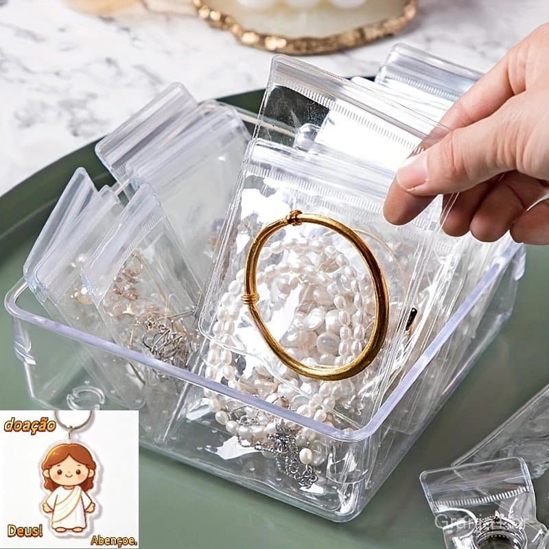 Saco de 100/50/20 peças para armazenamento de joias-Transparente para colares e pulseiras