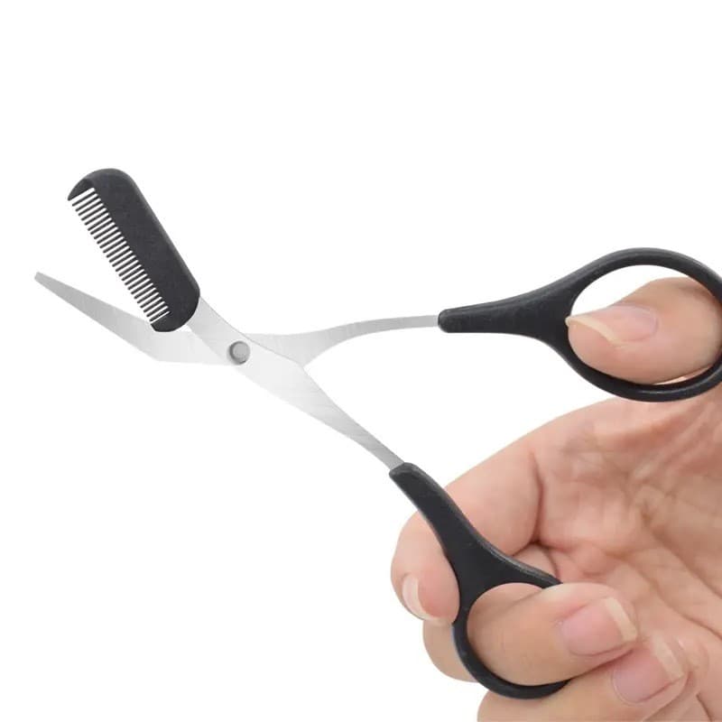 Tesoura aparadora de Pêlos/ sombrancelha com pente.