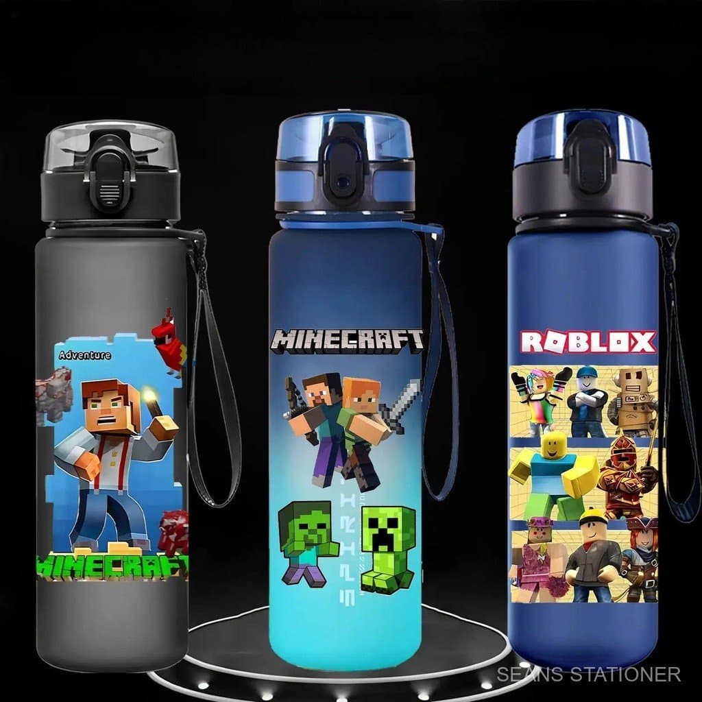 Garrafa Térmica Roblox Game MC Minecraft para Meninas e Meninos 560 ML, Garrafa Agitadora para Estudantes, Recipiente pa