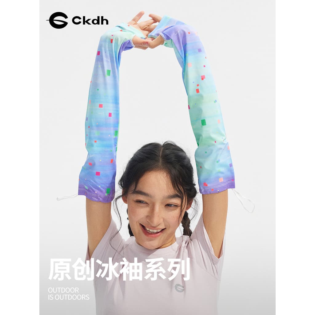 CKDH Original Gradiente Color Block Cool Feeling Ice Sleeve Homens Mulheres 2026 Verão Novo Estilo Ciclismo Viagem Manga