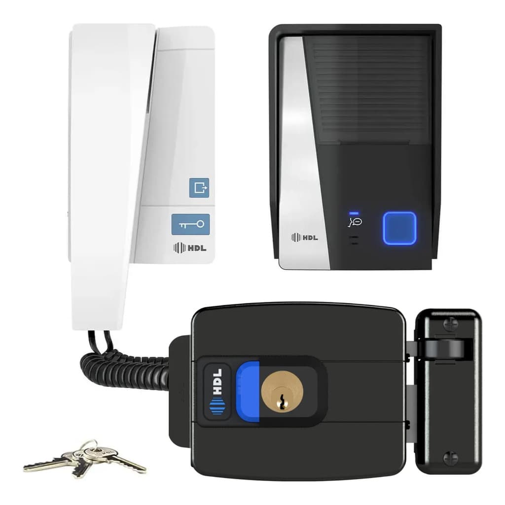 Kit Interfone Porteiro Eletrônico Residencial Áudio Advance Hdl + Fechadura Preta Botão