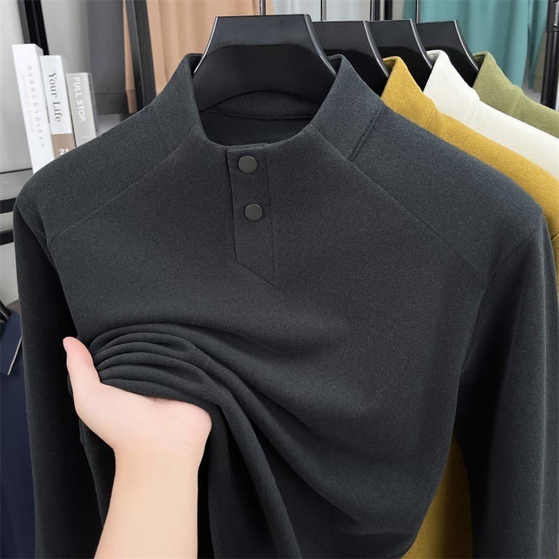 2026 camiseta de lã térmica moletom masculino moda de alta qualidade gola meia alta masculina o