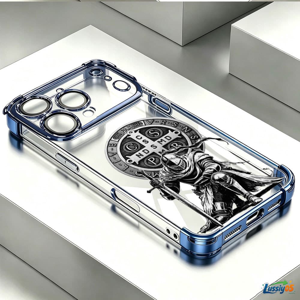 Capa Anti-Queda Galvanizada Para iPhone 17 Pro Max 16 15 13 12 14 Plus Air Templário Cavaleiro Lussy05
