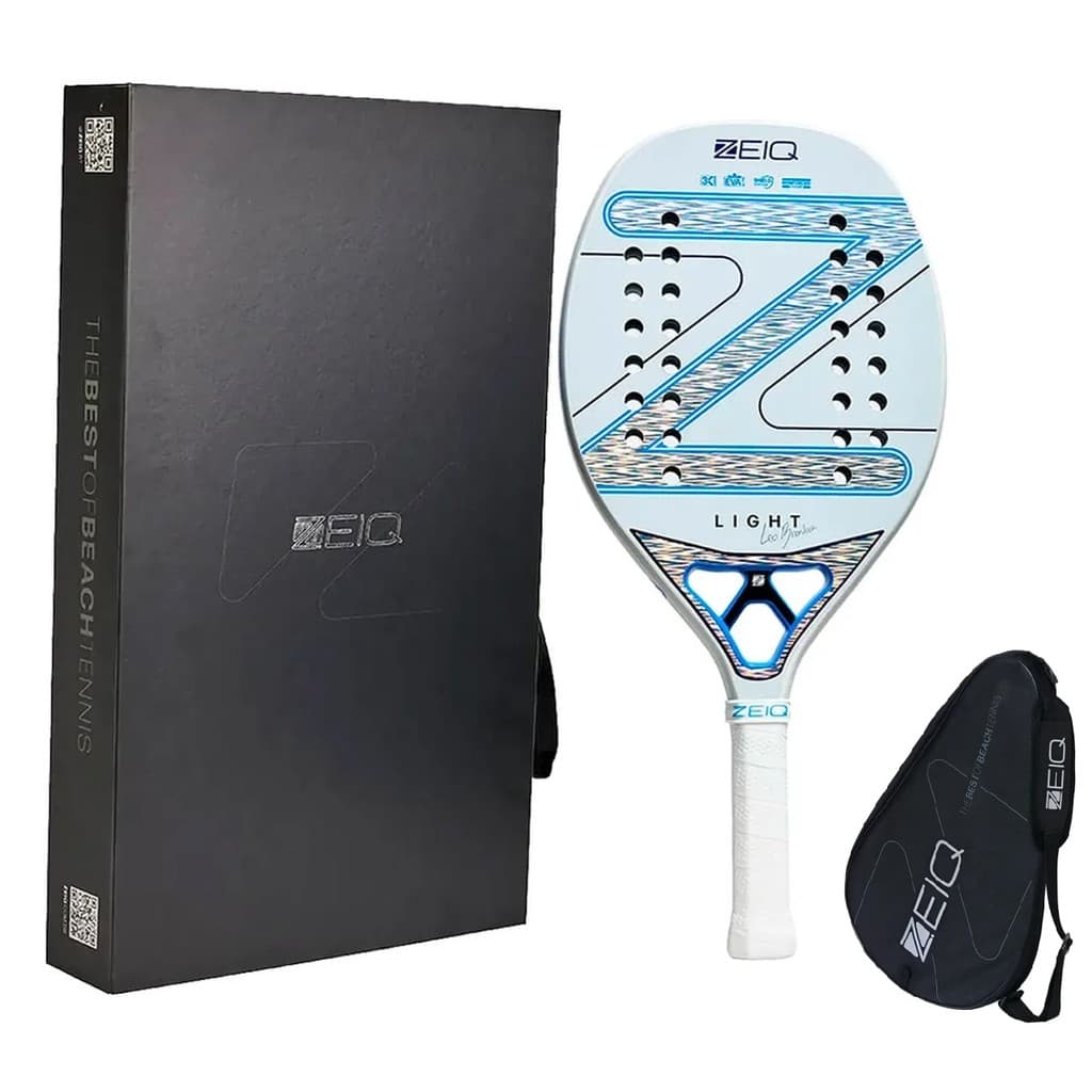 Raquete de Beach Tennis Zeiq New Light Leo Branco 3k Lançamento