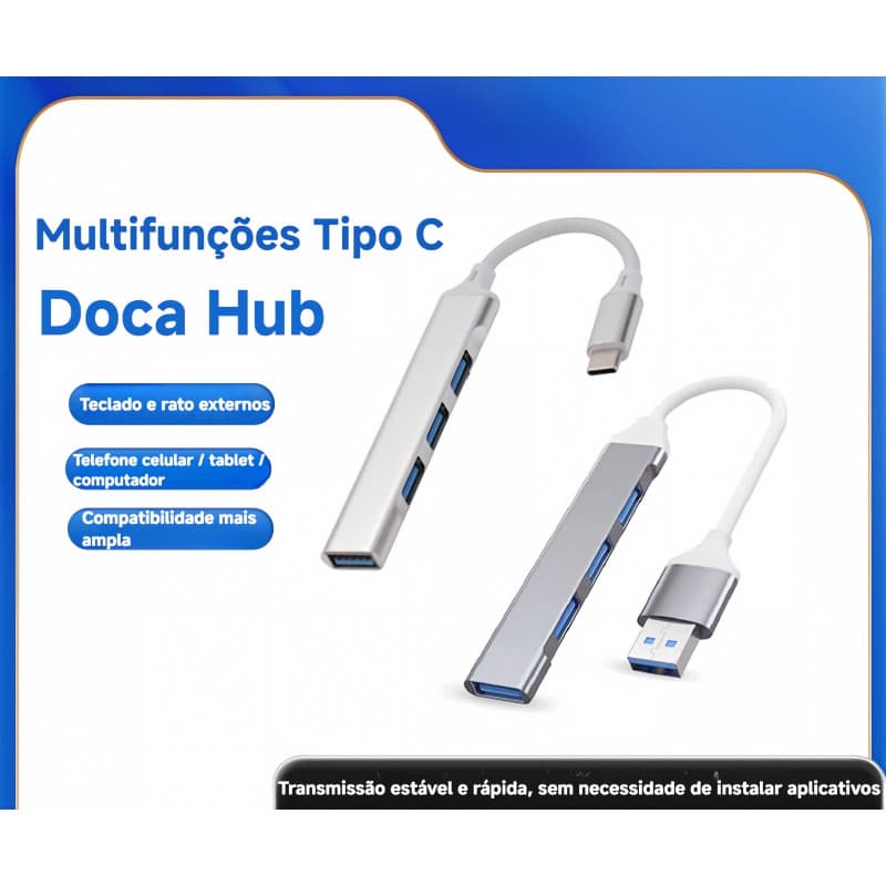 Usb usb hub docking station hub do computador 4 portas divisor Notebook docking station typec cabo adaptador