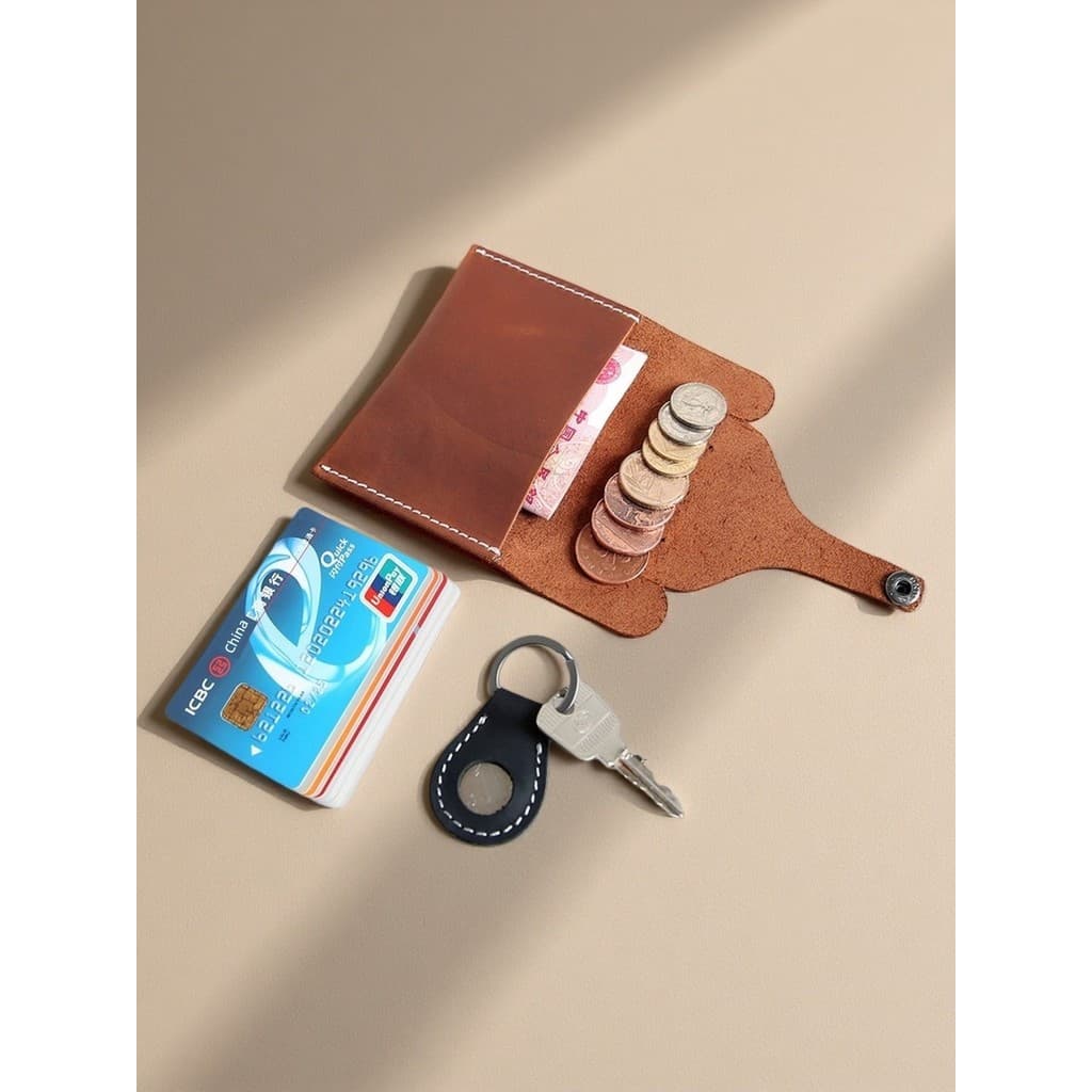 dompet lelaki beg dompet dompet lelaki kulit original Retro único Mini bolsa de moedas simples Casual estudante pequena