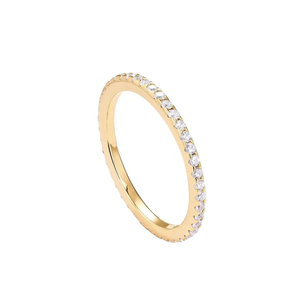 Anel Empilhável de Diamante em Prata Esterlina 925 Banhado a Ouro 14K PAVOI, Anel Eterno para Mulheres DZUB