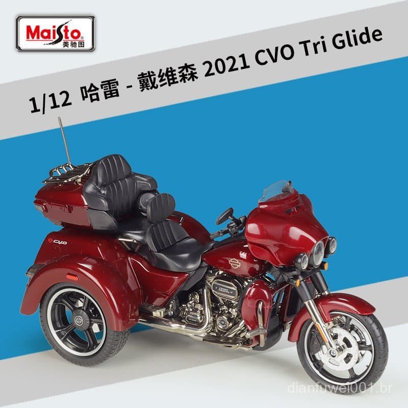 Maisto 1:12 Réplica de Motocicleta Harley 2021 CVO Tri Glide Triciclo