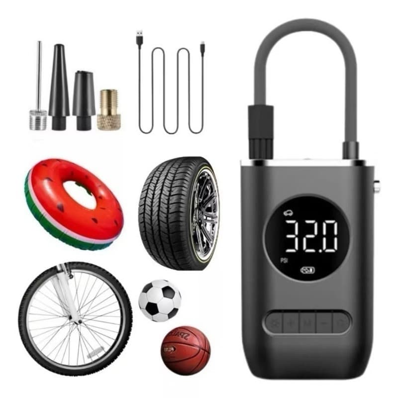 Mini Bomba portátil Pneu de Carro Elétrico para Bicicleta Carregamento sem fio Leo Store BR