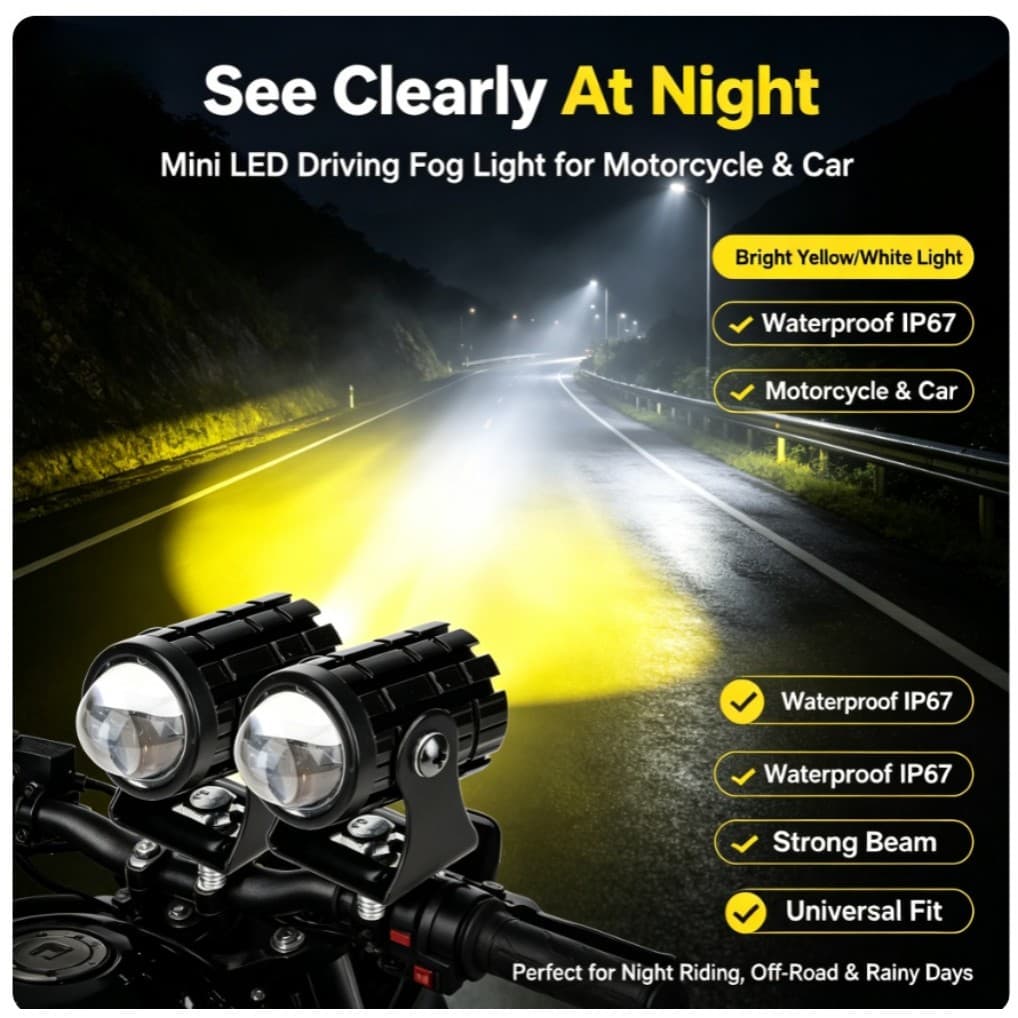 Motocicleta Mini Luz De Condução Dupla Colo Para Farol Auxiliar Lâmpada R ATV Scooter Moto Nevoeiro Acessórios 12V