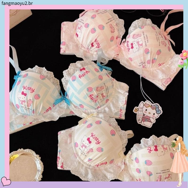 2026 novo estilo doce estilo japonês arco meninas roupa interior sem fio seios pequenos reunidos sutiã de renda confortá