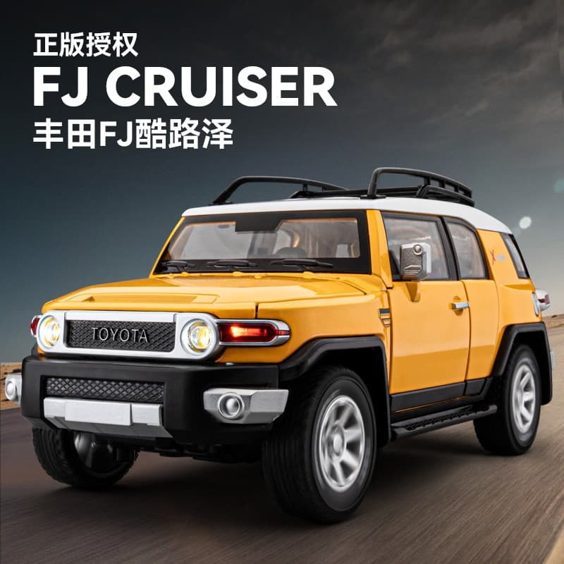Genuíno 1: 24 Toyota FJ Cool road Ze liga modelo puxar para trás som luz simulação fora de estrada ornamentos de mesa co