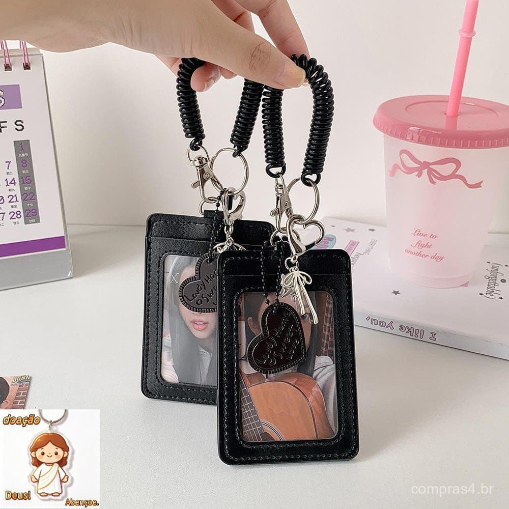 1PC Couro Do Plutônio ID Crachá Titular Claro Kpop Photocard Preto Cartão De Identificação De Crédito Caso Protetor Foto
