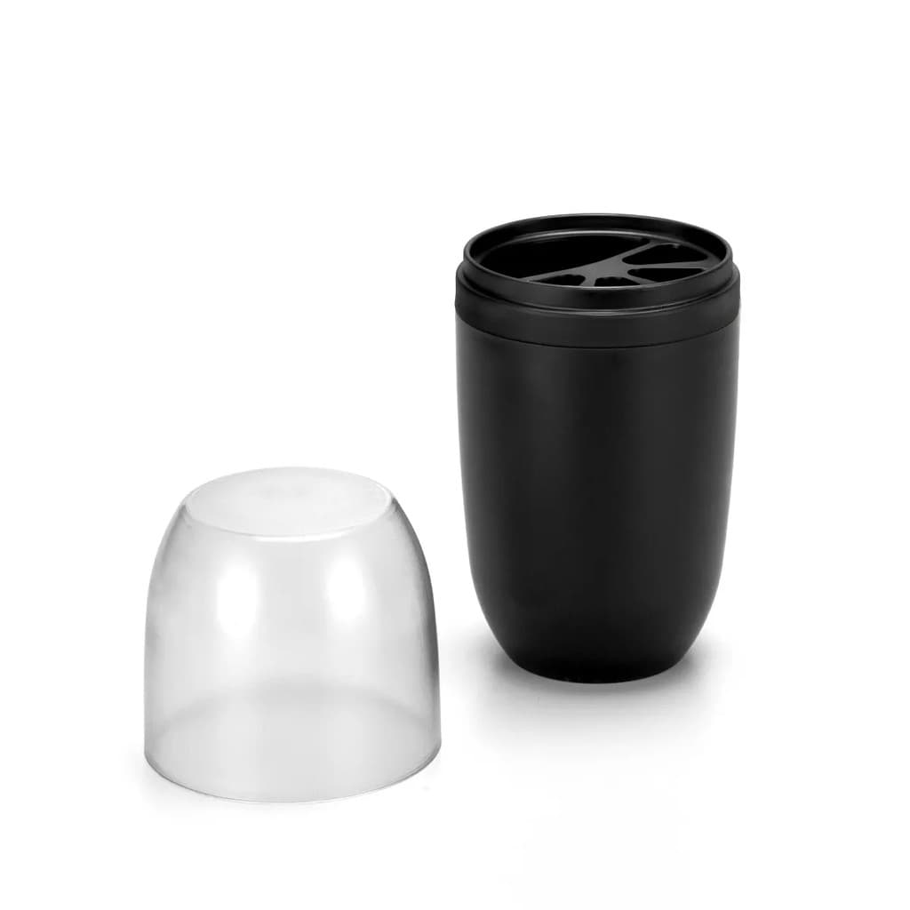 Porta Escova de Dente e Pasta com Tampa Organizador Banheiro Preto 500ml Bancada Moderno