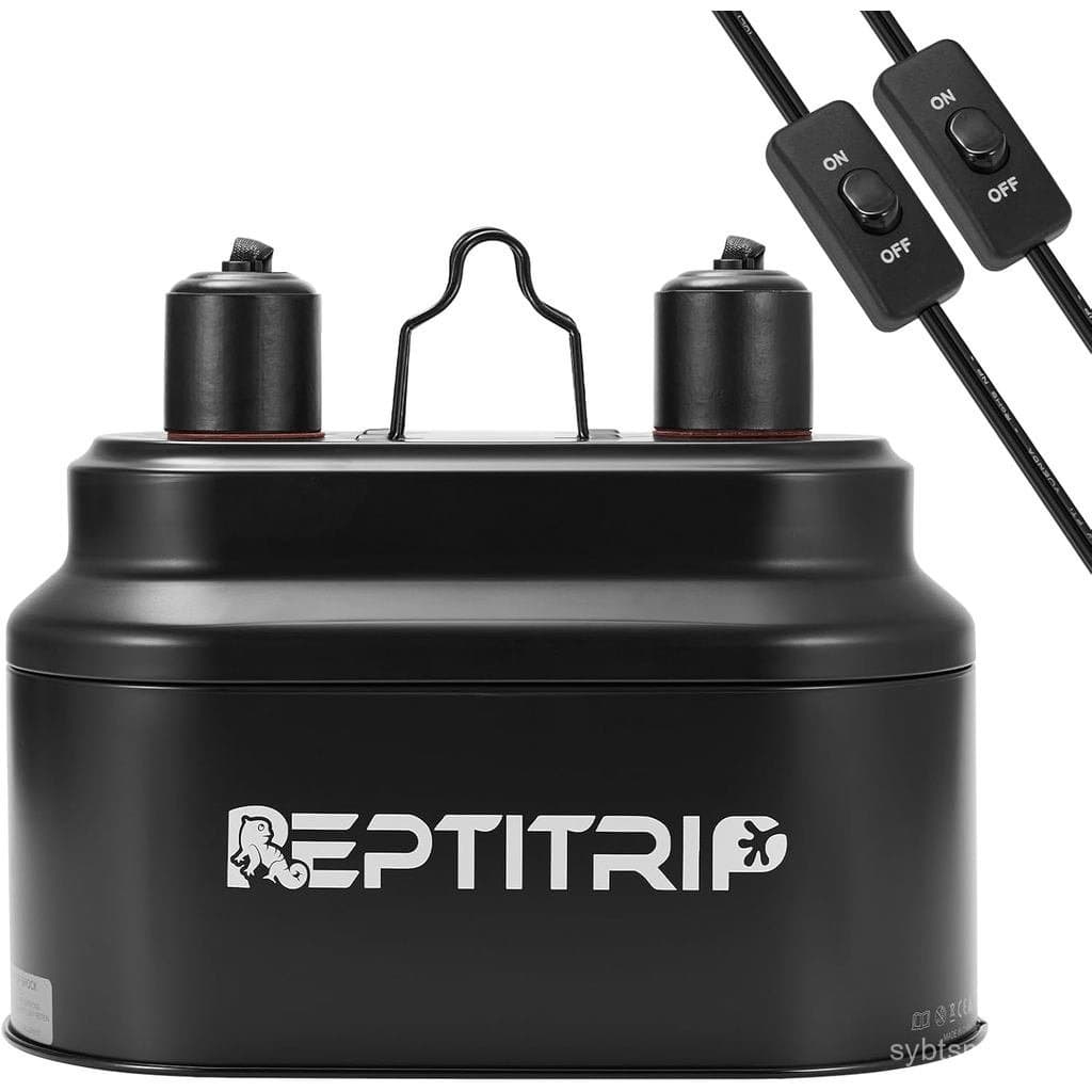 Luminária Dupla para Répteis com Interruptores, Luminária de Aquecimento para Répteis, Luminária UVB para Terrário de Ré