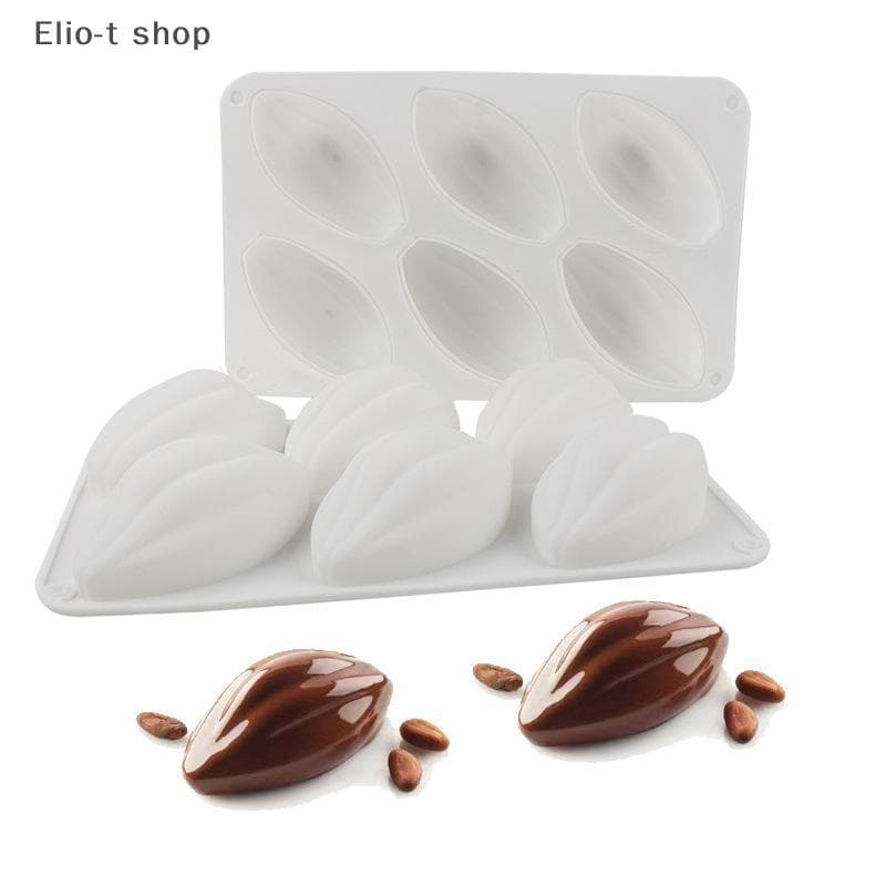 Elio-t Creative Cocoa Pod 6 Cavidade Silicone Molde De Mousse Para Sobremesa Francesa E Pudim Caseiro Cozinha Baking Par