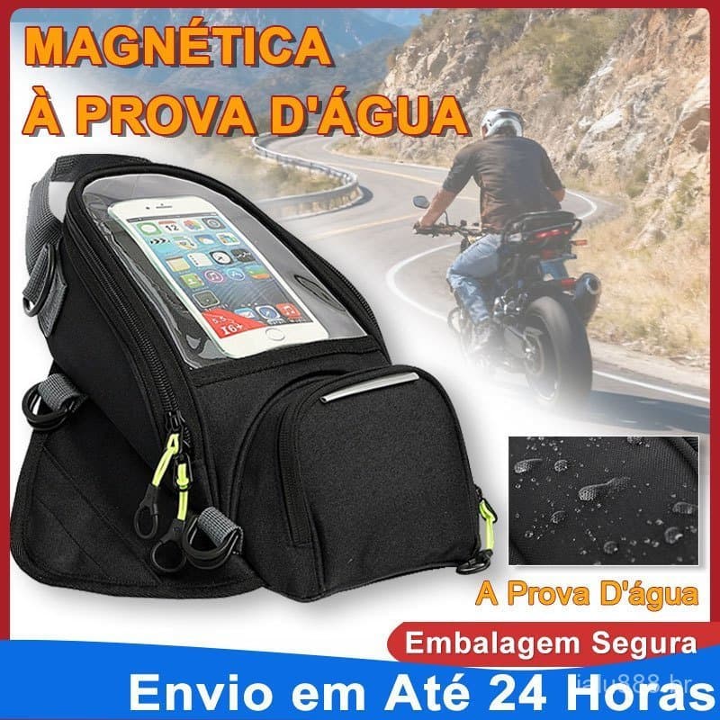 Bolsa Magnética Impermeável Preta para Tanque de Motocicleta - Suporte para Telefone e Documentos R7U8 UGCW