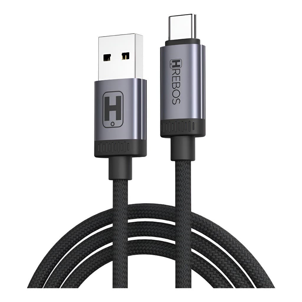Cabo Usb-c 2m Preto 60w Dados E Carregamento Hrebos Turbo Preto